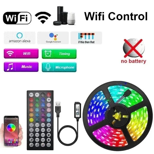 Smart LED Strip Light 5050 RGB USB with Bluetooth APP Remote Control - Gadgets