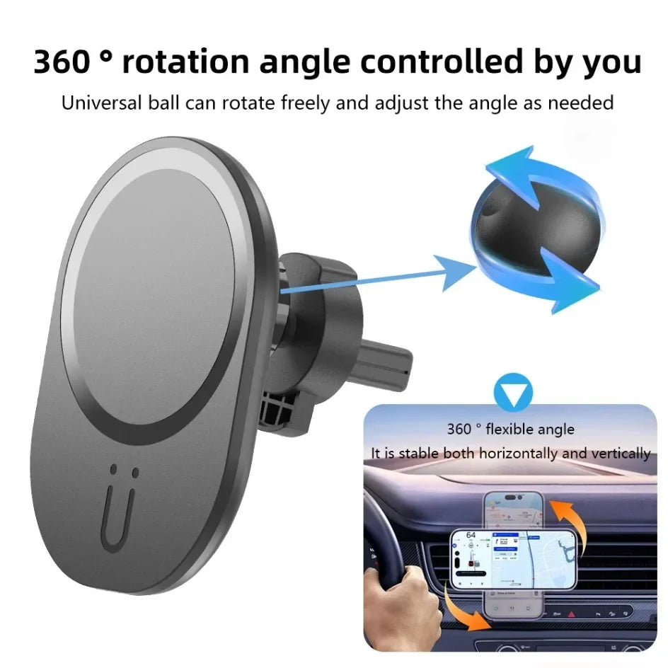 Fast Charging Station Magnetic Car Wireless Charger Stand for MagSafe iPhone - Gadgets