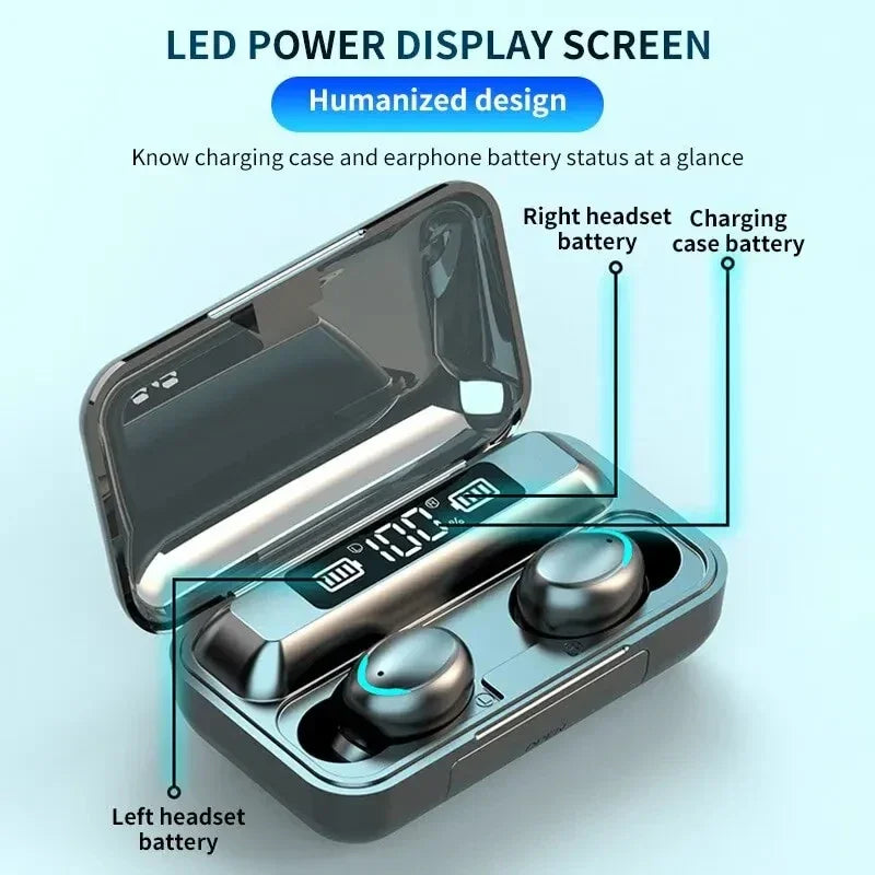 F9 Wireless Earphones Bluetooth TWS with LED Display - Gadgets