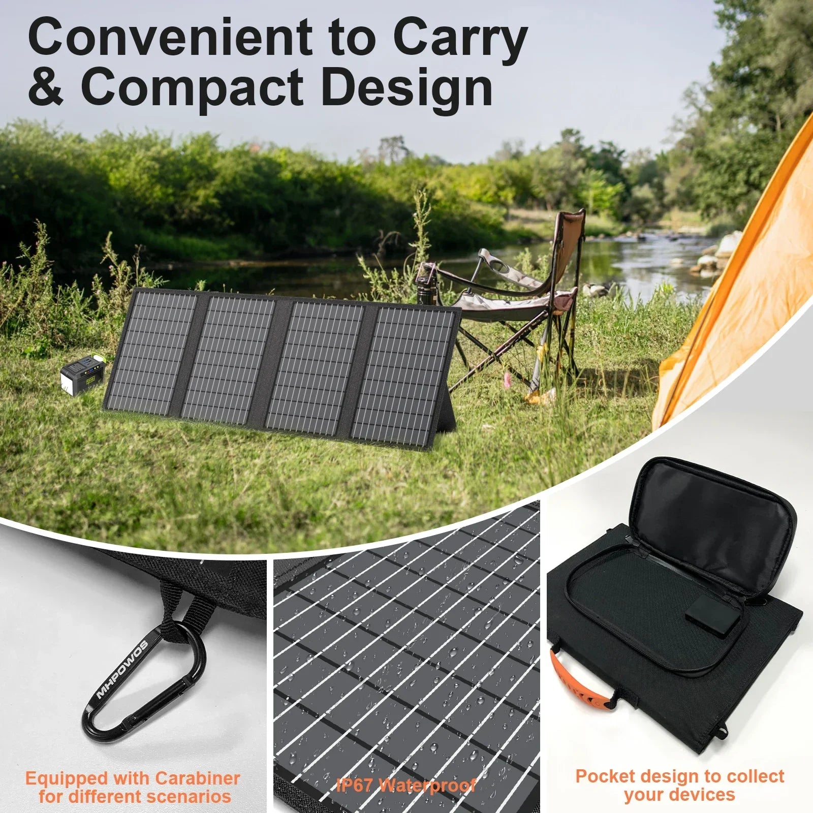 MHPOWOS Solar Battery Charger - 45W / 60W Foldable Portable Solar Panel - Gadgets