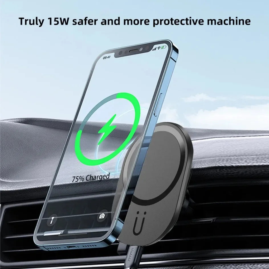 Fast Charging Station Magnetic Car Wireless Charger Stand for MagSafe iPhone - Gadgets