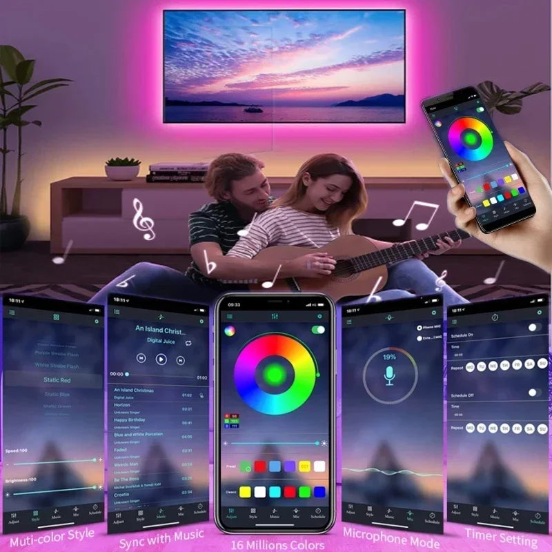 Smart LED Strip Light 5050 RGB USB with Bluetooth APP Remote Control - Gadgets