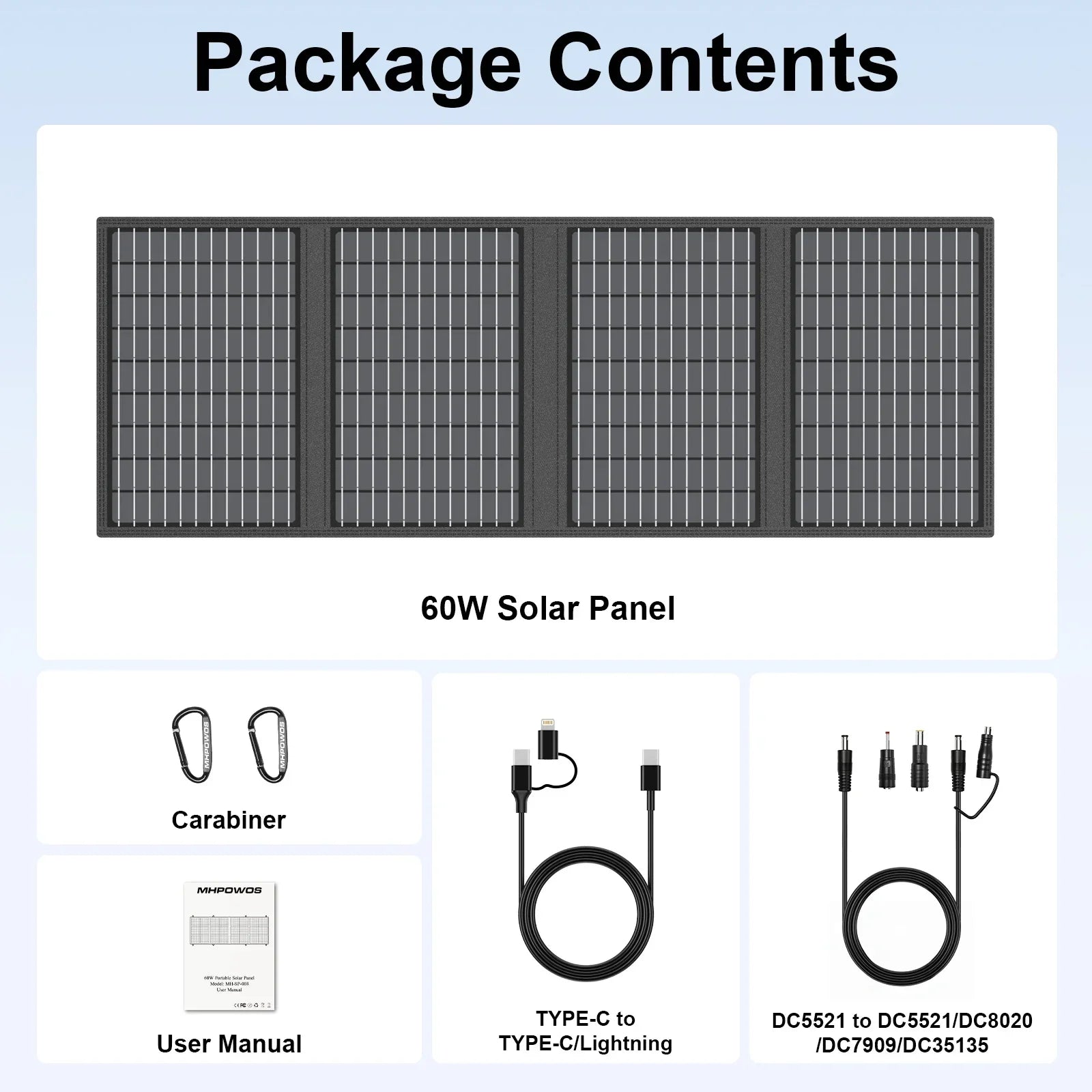 MHPOWOS Solar Battery Charger - 45W / 60W Foldable Portable Solar Panel - Gadgets