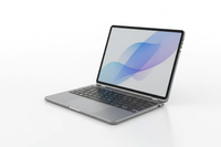 CRELANDER Dual-Screen Laptop in silver aluminum with 360-degree hinge