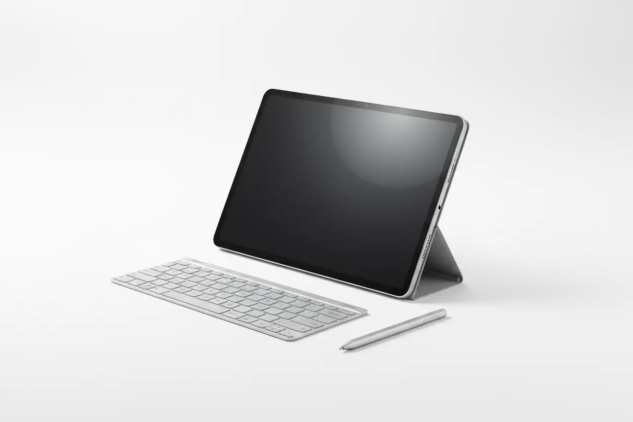 CRELANDER 2-in-1 dual-screen laptop kit, silver with keyboard and stylus