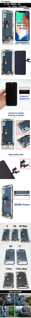 OLED For iPhone X XR XS Max LCD Incell For iPhone 11 12 13 Pro Max 13 Mini 14 Plus 15 Oled LCD Display Screen Digitizer Assembly