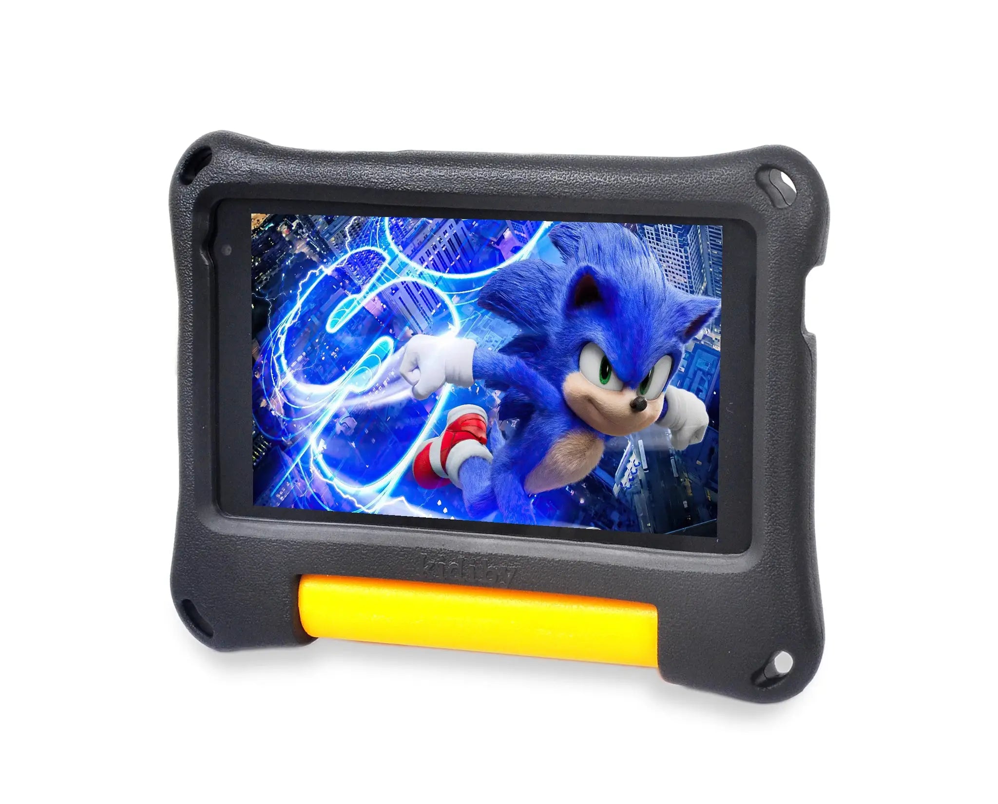 Technova 7-inch Android kids learning tablet in rugged black case with orange bumper