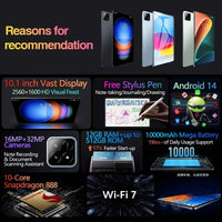 New Android 10.1 Inch Tablet Pad6s Tablet 12GB+512GB Gaming and Business With SIM Card Slot Tablet PC