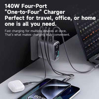 140W Smart AI Digital Display GaN Charger – 4-Port Fast Charging Hub