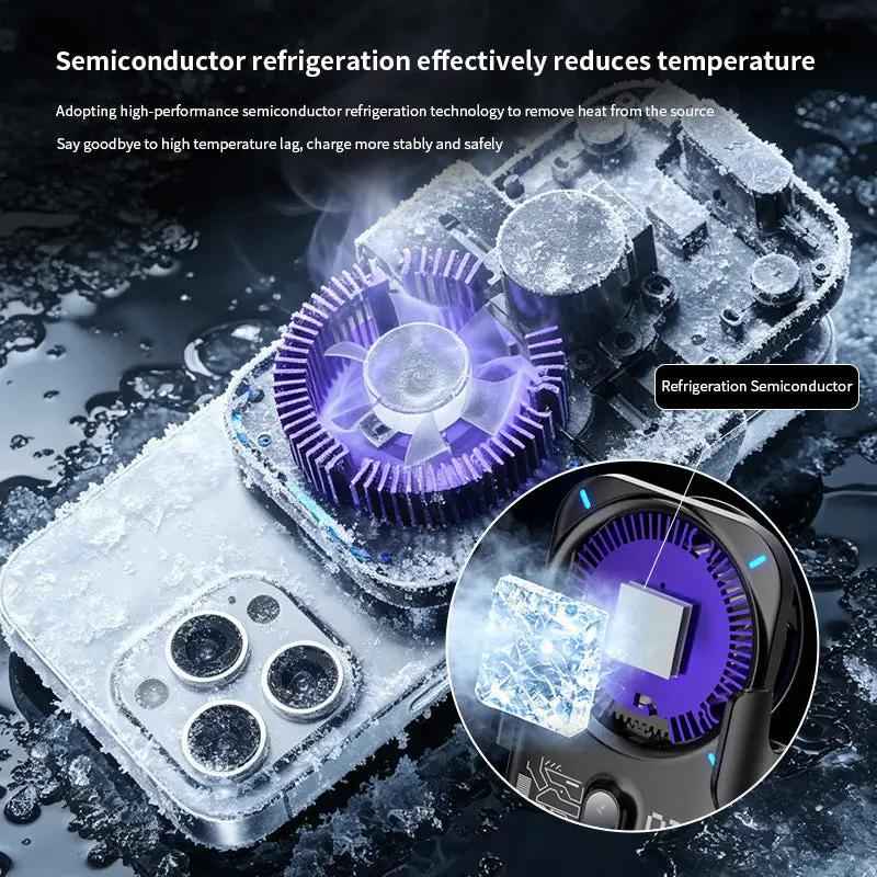 Qi2.2 semiconductor cooling car magnetic wireless charging phone holder, 25W air vent navigation phone holder