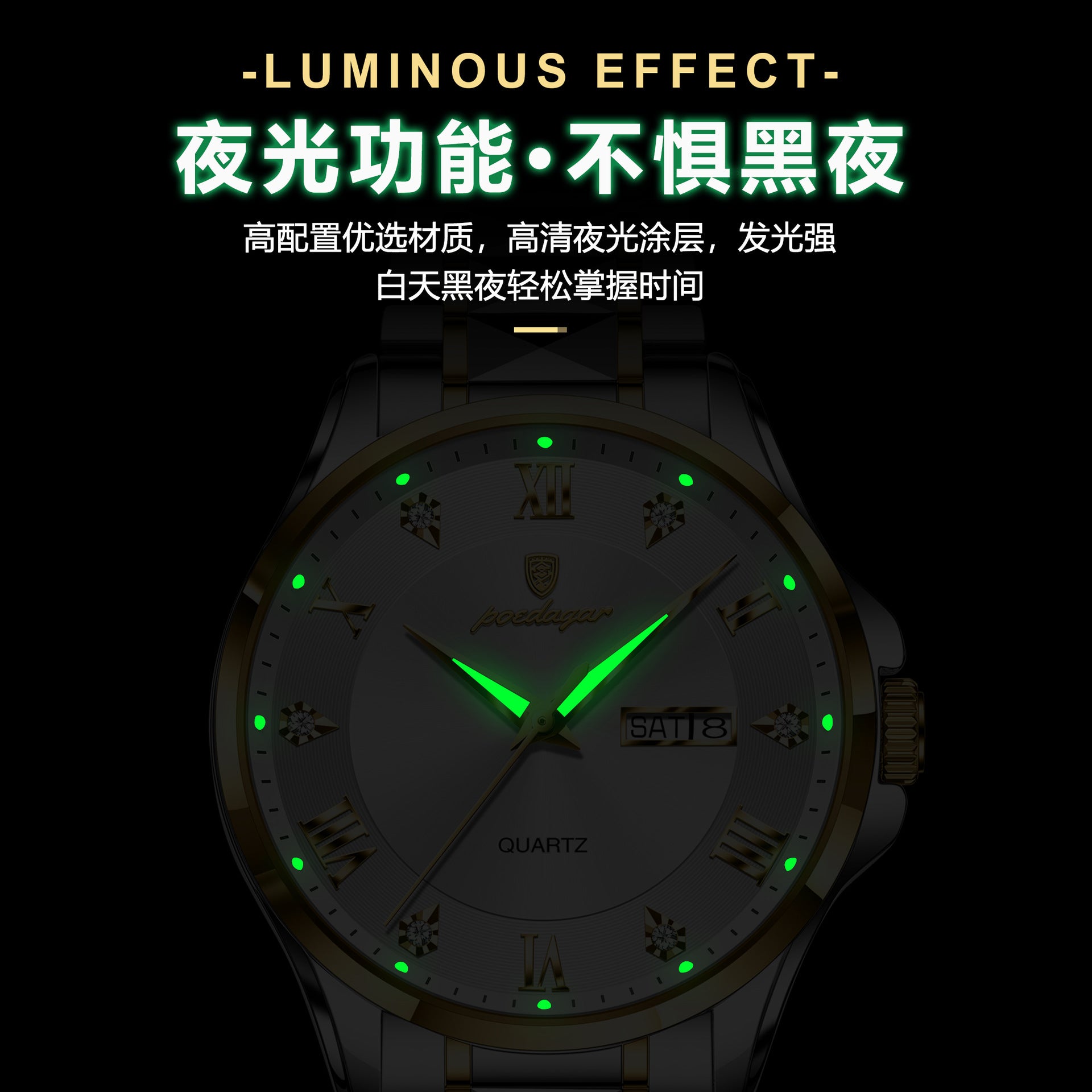 Men's Luxury-Style Quartz Watch — Day/Date, Stainless Steel Bracelet — product image 3