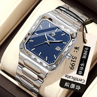 Binbang Square Men's Quartz Watch — Date Window, Steel Strap — product image 12