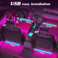 LED Car Music Light Strip - 48 LEDs USB Smart Bluetooth Control - Gadgets