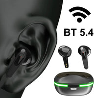 Technova AI Translation Earbuds in-ear headphones, black with green LED charging case