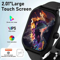 Technova 2.01-inch Bluetooth calling smartwatch, black fitness watch with large IPS touch screen