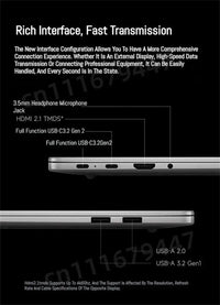 Two Technova RedmiBook 14/16 silver laptops side view with headphone jack, HDMI, USB-C and USB-A ports