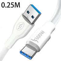 300W Super Fast Charging USB Type C Data Cable USB To Type C Data Line Fast Charger for Samsung Xiaomi Huawei Android Universal