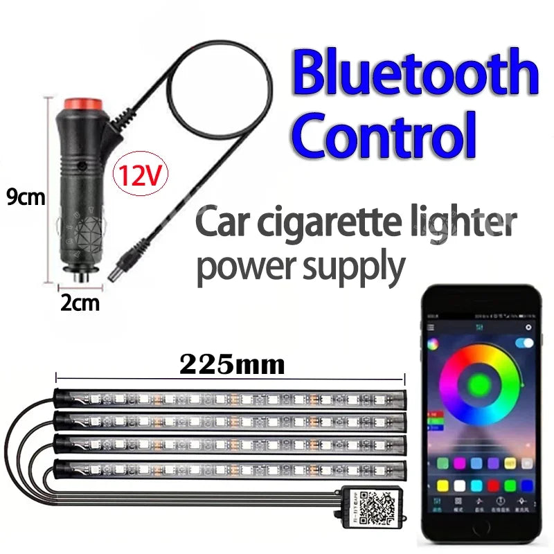 LED Car Music Light Strip - 48 LEDs USB Smart Bluetooth Control - Gadgets