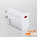 67W USB C Fast Charger Quick Charging Charger QC 3.0 USB Charger Adapter With Type C Charging Cable EU US UK Wall Power Adapter