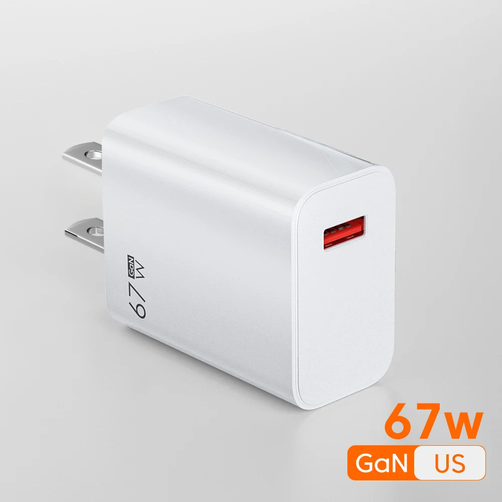 67W USB C Fast Charger Quick Charging Charger QC 3.0 USB Charger Adapter With Type C Charging Cable EU US UK Wall Power Adapter