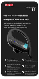 ERAZER XT60 PRO wireless in-ear headphones by Technova; black earbud with blue touch panel.