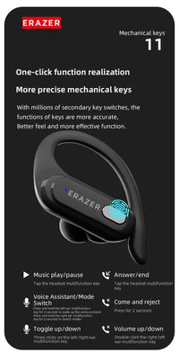 ERAZER XT60 PRO wireless in-ear headphones by Technova; black earbud with blue touch panel.