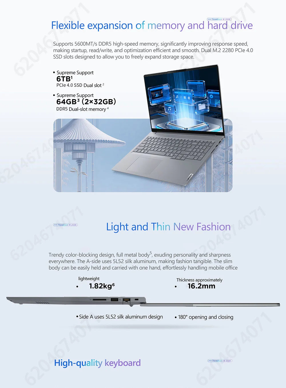 Lenovo ThinkBook 16 2026 – AMD Ryzen 7 or AI7 | Up to 32GB DDR5 | 1TB SSD | 2.5K 120Hz | AMD Radeon 780M