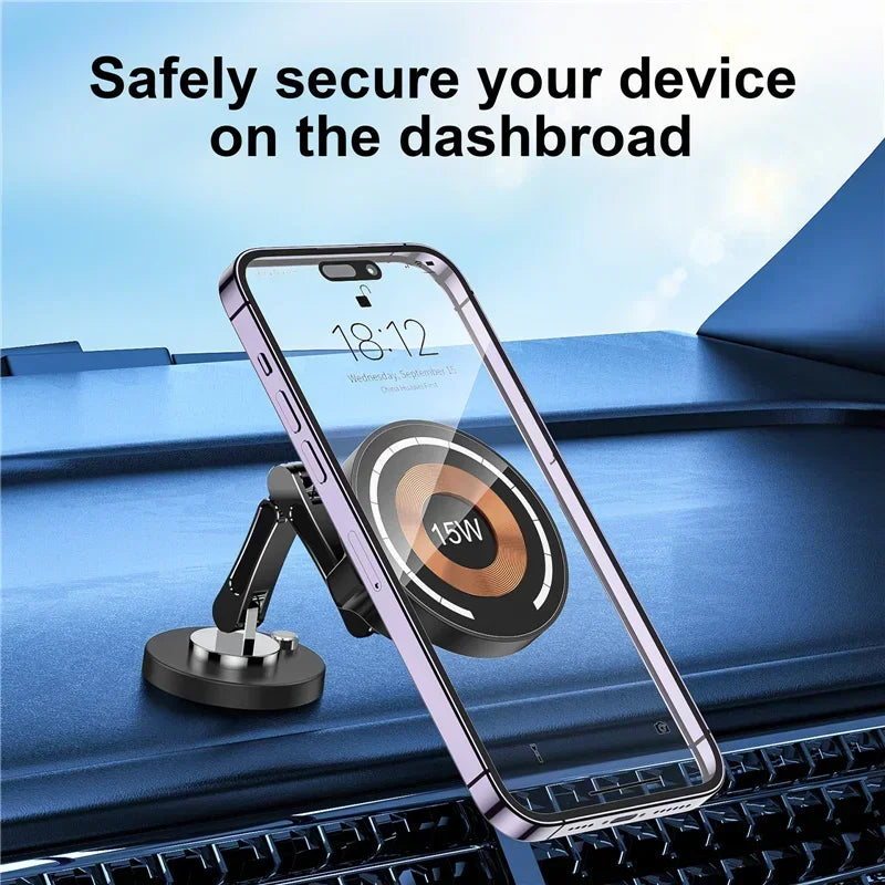 Magnetic Wireless Car Charger Stand for iPhone 15/14/13/12