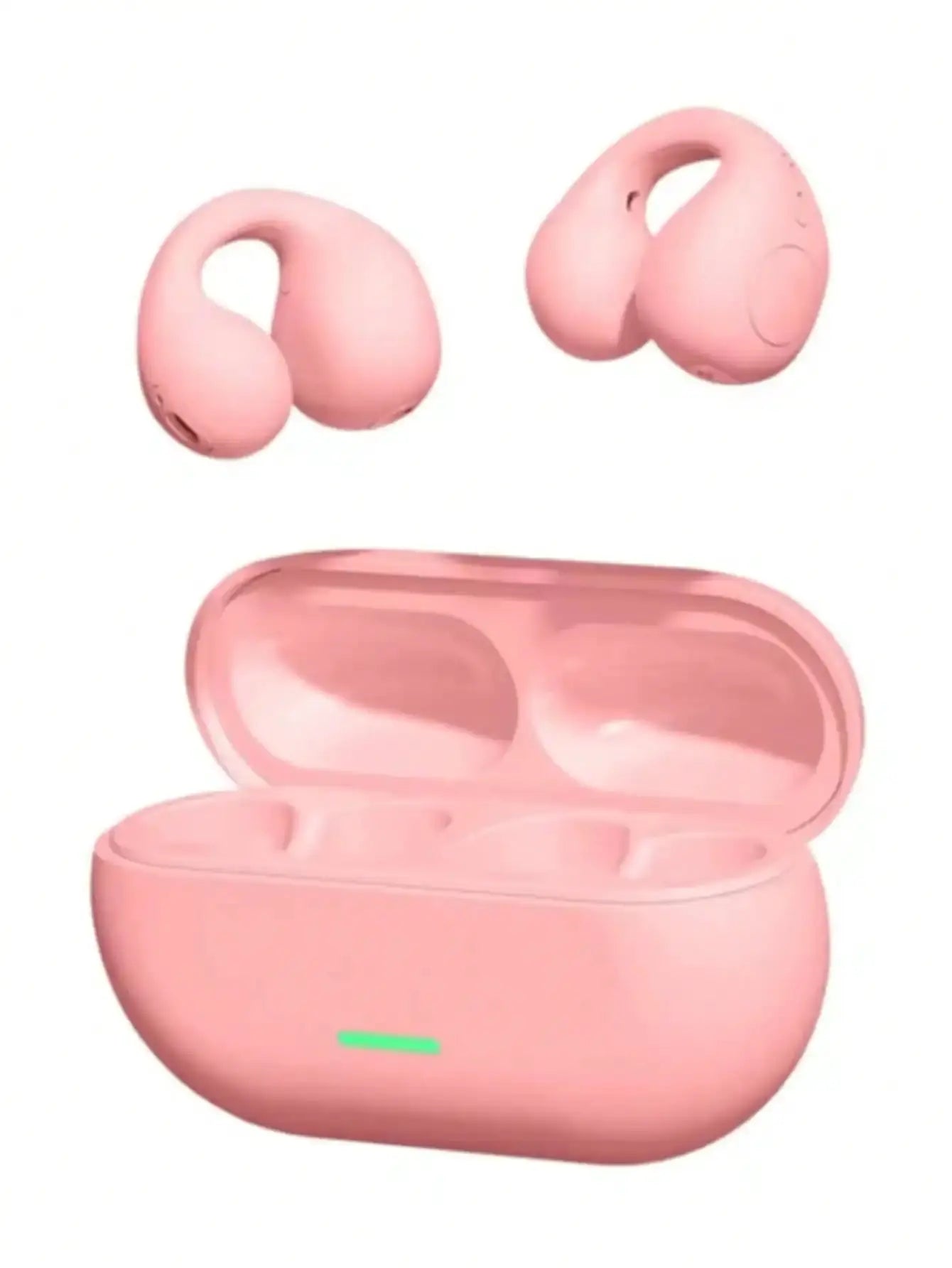 Technova T75 Bluetooth 5.3 clip-on wireless earphones in pink with charging case