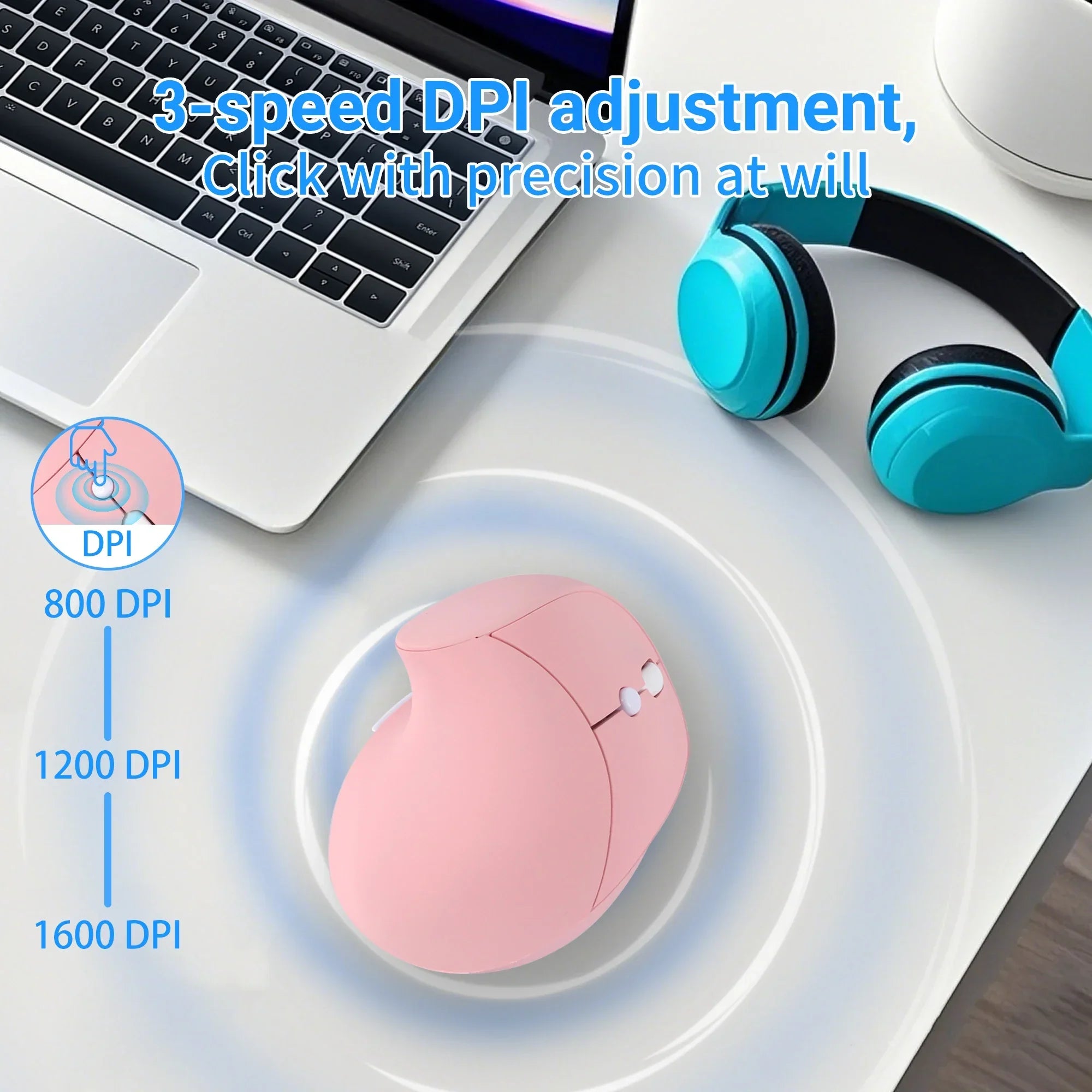 PloutoRich Wireless Vertical Mouse - Ergonomic Rechargeable Design