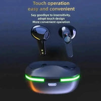 Pro60 ANC true wireless earbuds with Bluetooth 5.0 and mic, charging case with green LED lighting