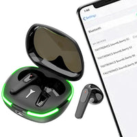 Technova AI Translation Earbuds in-ear headphones with charging case, real-time translator, green LED glow