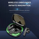 Technova AI Translation Earbuds in-ear wireless headset, 2 black earbuds with charging case and green LED ring