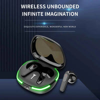 Technova AI Translation Earbuds in-ear wireless headset, 2 black earbuds with charging case and green LED ring