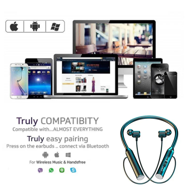 XYJS Wireless Bluetooth Earphones Neckband Headphones - Gadgets