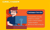 CRELANDER logo with a customer service illustration; headset-wearing agent at a desk on a bright yellow background