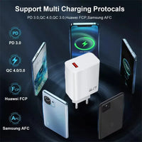 67W USB C Fast Charger Quick Charging Charger QC 3.0 USB Charger Adapter With Type C Charging Cable EU US UK Wall Power Adapter