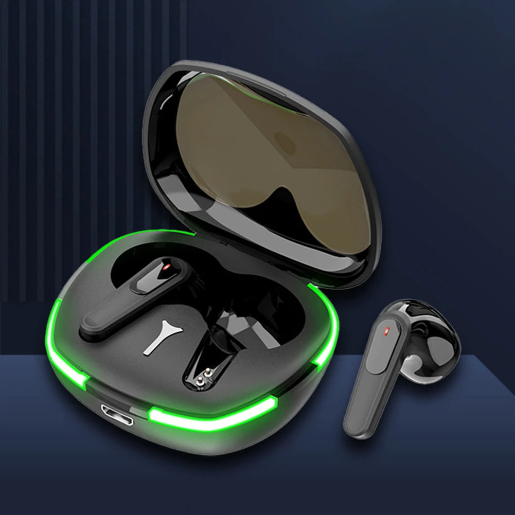 Technova AI Translation Earbuds in charging case with green LED ring; includes one external earbud