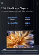 Ninkear N16Pro Laptop 16 inch 2.5K 120Hz Intel Core i7-12700H WiFi 6 16GB RAM 1TB SSD Laptop Windows 11 Notebook Office Computer