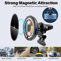 VIKEFON Magnetic Car Wireless Charger Mount for iPhone 12 13 14 15 Pro Max Mini - Gadgets