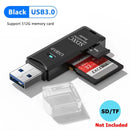 TF+SD 2-in-1 Card Reader USB 3.0/2.0 High-speed Card Readers for Tablet Laptop PC Camera Data Reading Accessories White Black - Gadgets