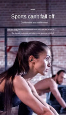 Technova T75 Bluetooth 5.3 clip-on wireless earphones, in-ear sports headset worn during a workout