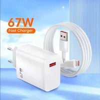 67W USB C Fast Charger Quick Charging Charger QC 3.0 USB Charger Adapter With Type C Charging Cable EU US UK Wall Power Adapter