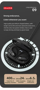 ERAZER XT60 PRO wireless in-ear headphones pair in charging case, black with Technova branding