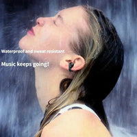 Technova T75 Bluetooth 5.3 clip-on wireless earphones, black in-ear sports headset.