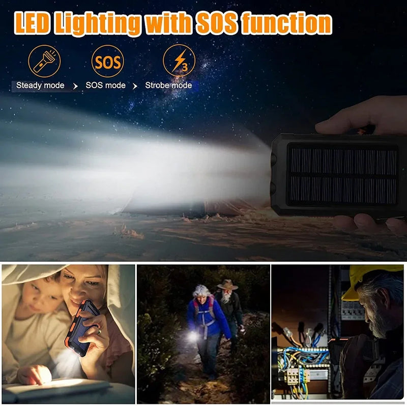 Solar Power Bank 80000mAh Portable Charging Powerbank with LED Light