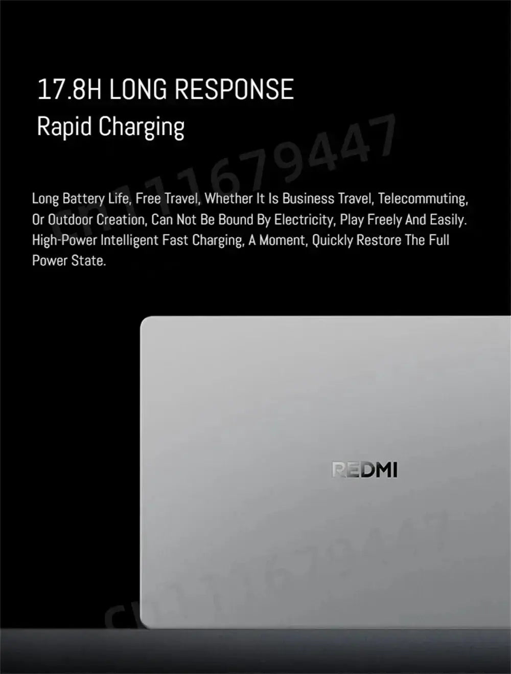RedmiBook 14/16 laptop in silver aluminum with Redmi logo on the lid.