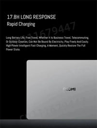 RedmiBook 14/16 laptop in silver aluminum with Redmi logo on the lid.