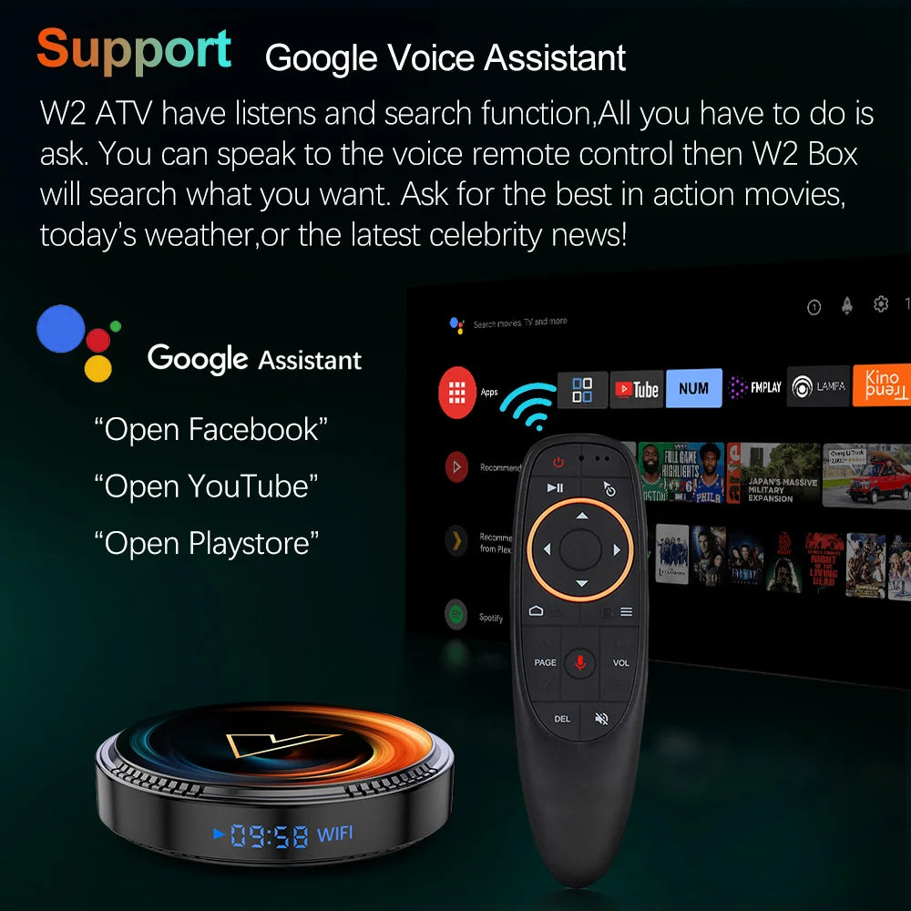 W2 ATV androidtv 11.0 Smart TV Box Amlogic S905W2 Support Google Voice Input 8K Video 4K 60fps AV1 Dual Wifi BT4.0 Media Player