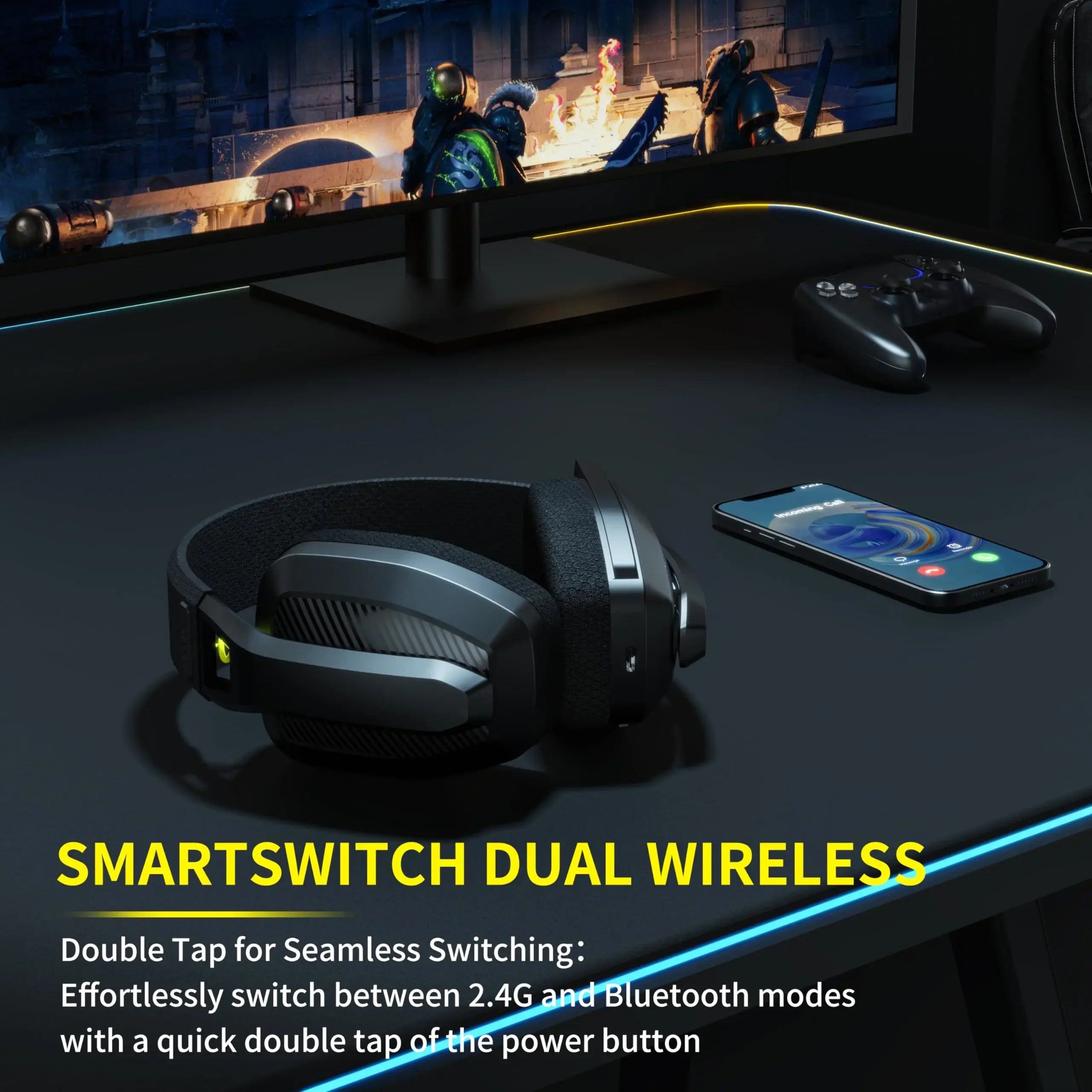 BINNUNE BW06 2.4GHz Wireless Gaming Headset with Mic - Gadgets